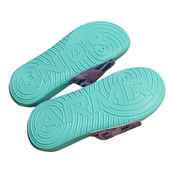 Under Armour Youth Girl's Ansa Graphic Slide Sandals Green/Multicolor Size 13K - Picture 6 of 14
